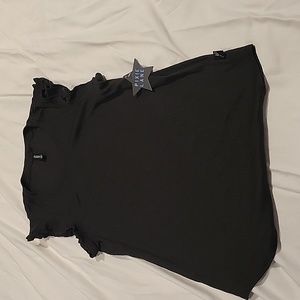New girls size 11/12 ribbed black ruffle sleeve tank